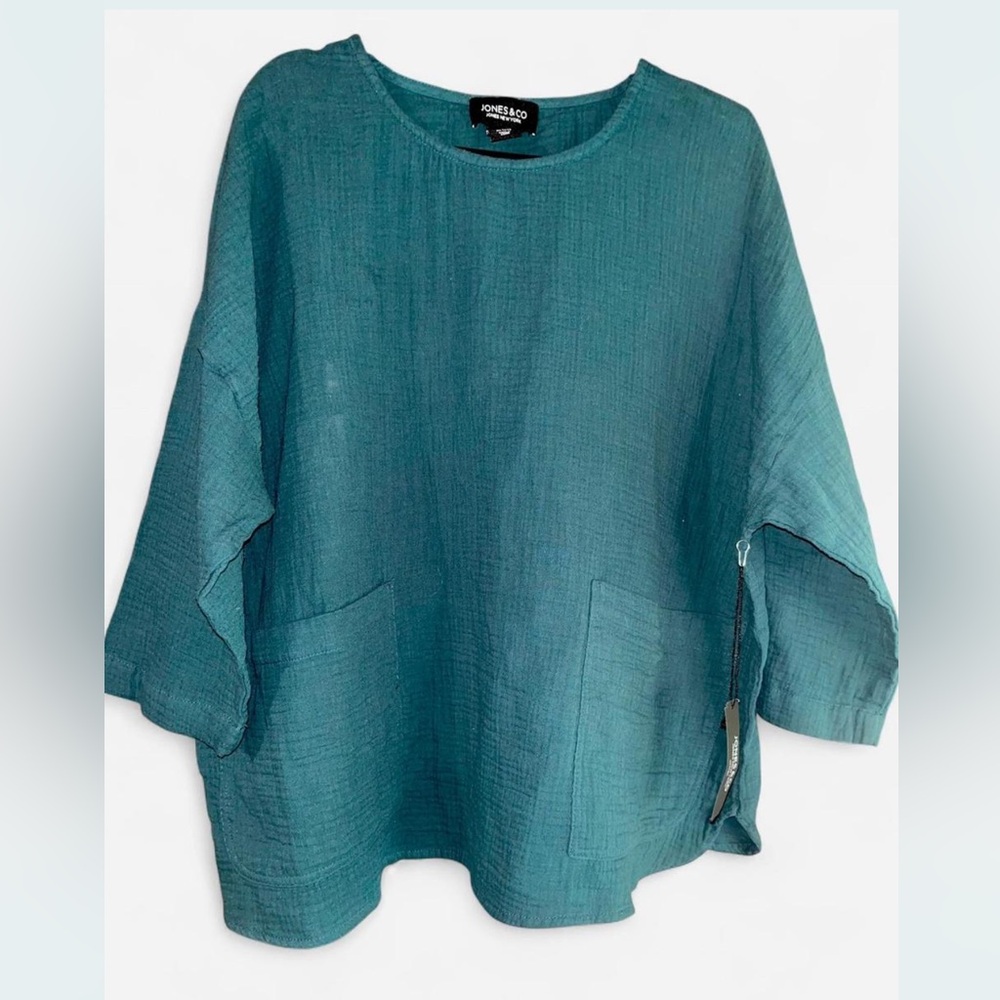 Green Gauze Tunic with 3/4 Sleeve sz 2X